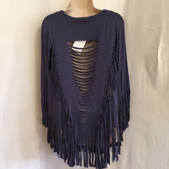 Vocal Denim Blue Laser Cut Poncho very unique - Picture 6 of 11